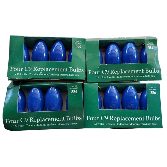Holiday Time 4 Boxes BLUE C9 Replacement Bulbs Indoor outdoor intermediate base - Picture 1 of 6